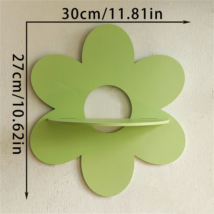 Flower Shape Wall Storage Holder Wooden Wall Art Wall Decoration Floating Plant Shelf For Bathroom Home Room Decor Gift Bedroom - Image 3
