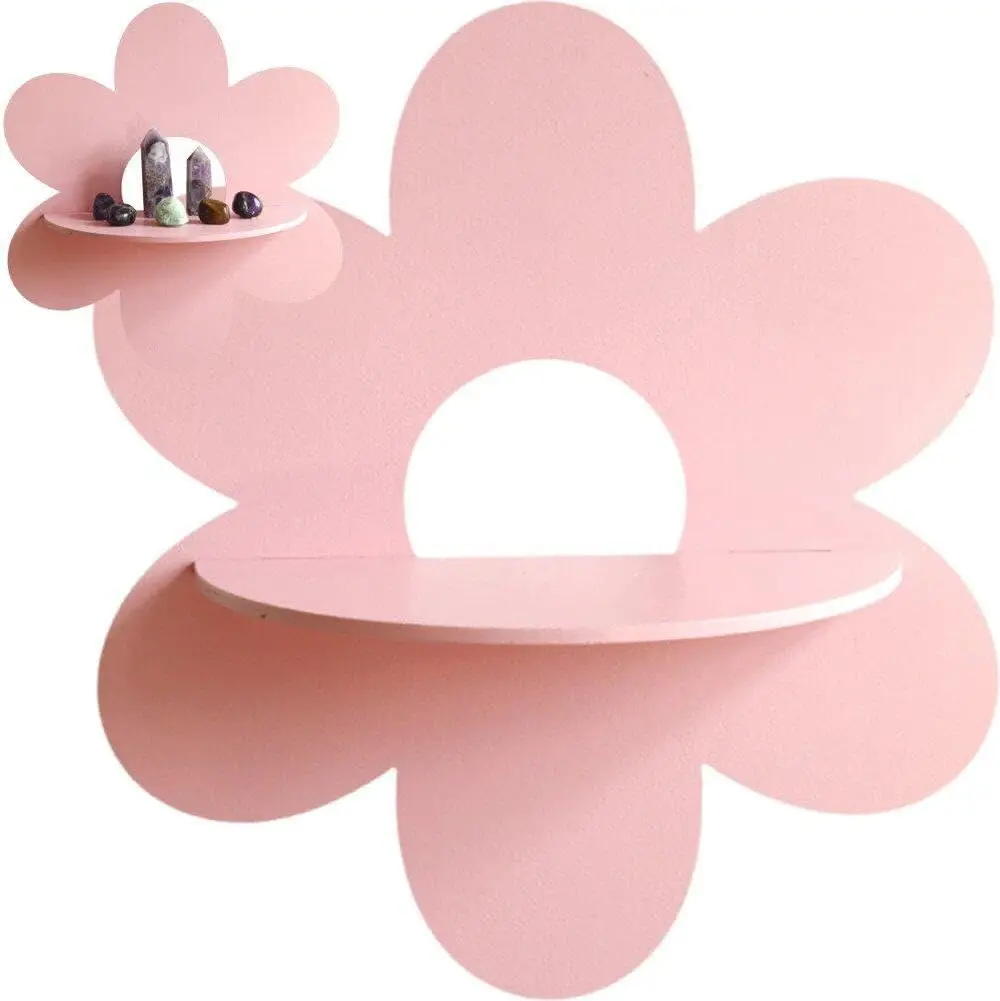 Flower Shape Wall Storage Holder Wooden Wall Art Wall Decoration Floating Plant Shelf For Bathroom Home Room Decor Gift Bedroom - Image 5