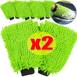 For Electric Bicycle Auto Truck Motorcycle Glass Clean Microfiber Car Wash Glove Chenille Mitt Scratch Free High Absorbent Lint