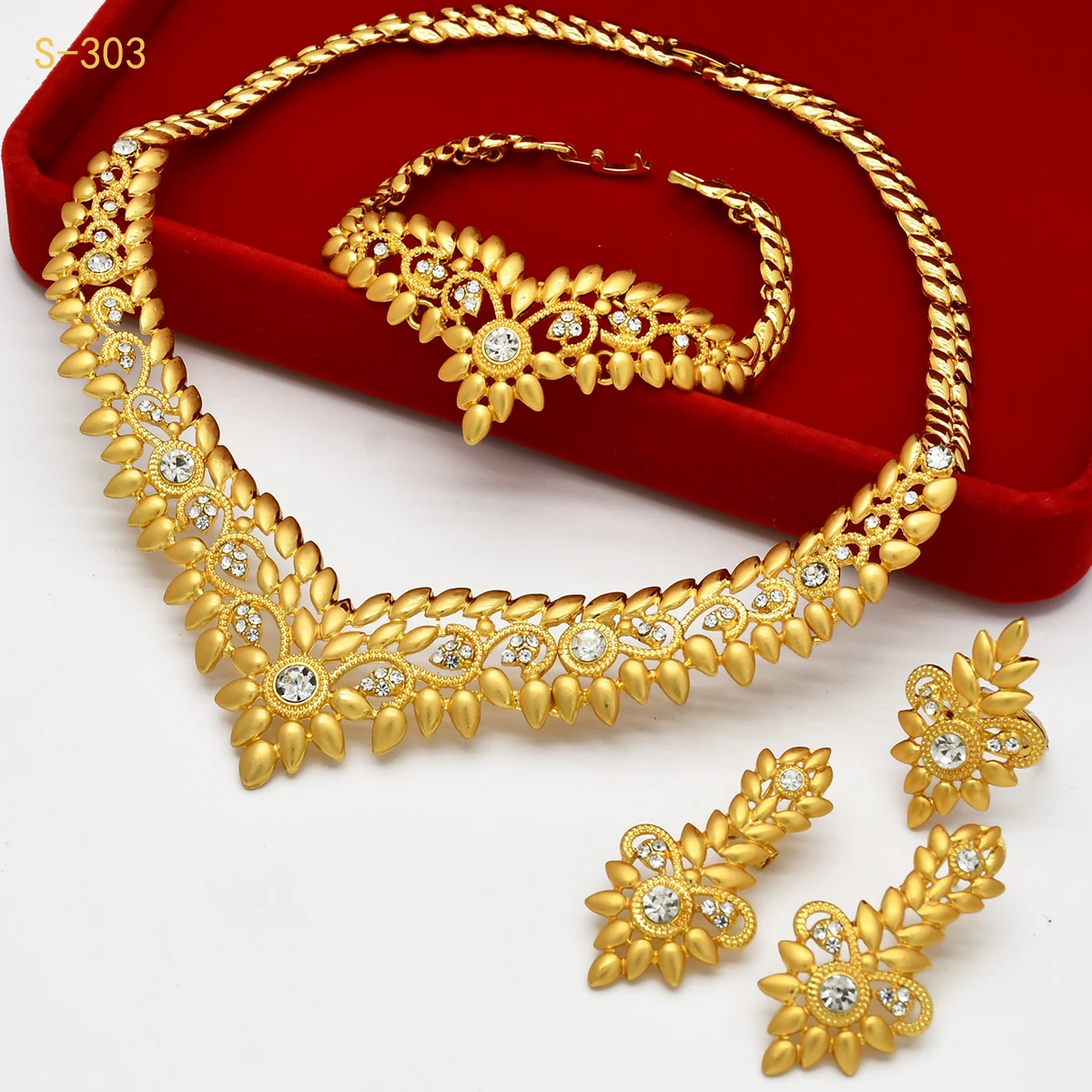 France Luxury 24k Gold Color Jewelry Set For Women Dubai Bridal Wedding Necklace And Earrings Set African Choker Party Gifts - Image 2