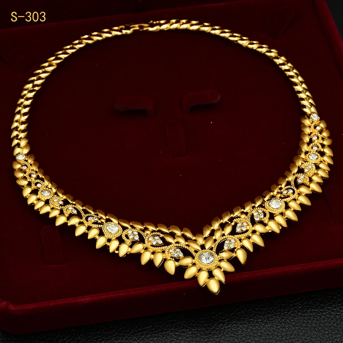 France Luxury 24k Gold Color Jewelry Set For Women Dubai Bridal Wedding Necklace And Earrings Set African Choker Party Gifts - Image 4