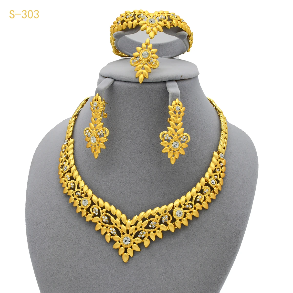France Luxury 24k Gold Color Jewelry Set For Women Dubai Bridal Wedding Necklace And Earrings Set African Choker Party Gifts