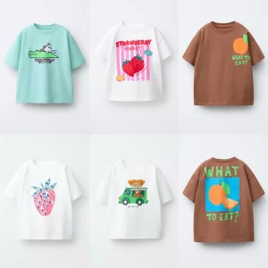 Fruit Print TShirt Baby Boys Cute Summer Clothes Pure Cotton Bottoming Shirt New Casual Sports Wear For Girls Child Loose Tees