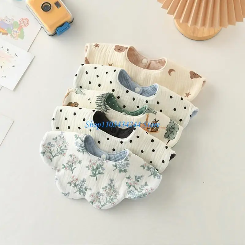 Functional Infant Bib Soft Absorbent Saliva Towel with Reversible Cotton Design - Image 2
