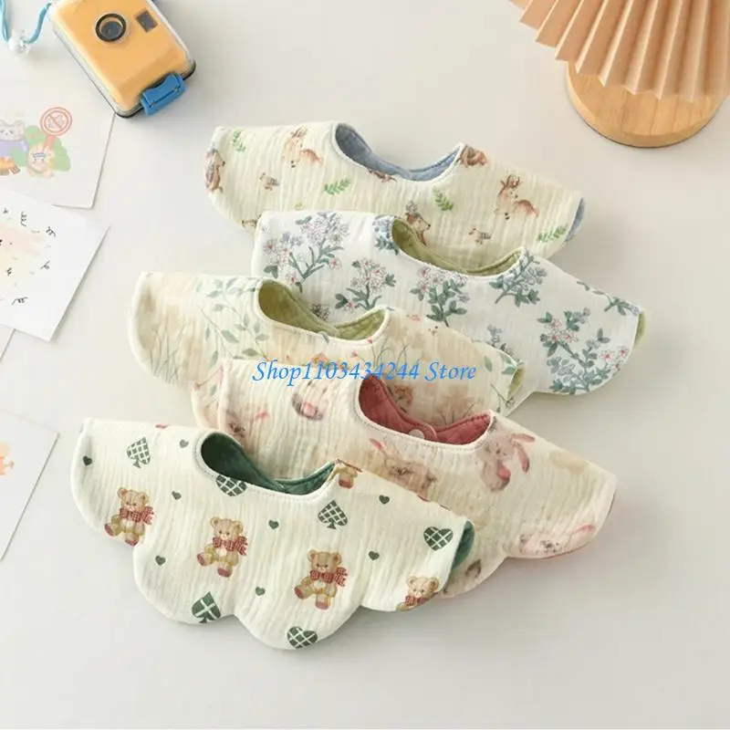 Functional Infant Bib Soft Absorbent Saliva Towel with Reversible Cotton Design - Image 5