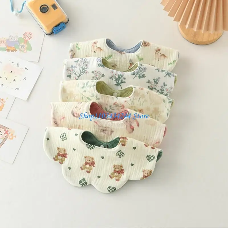 Functional Infant Bib Soft Absorbent Saliva Towel with Reversible Cotton Design - Image 3