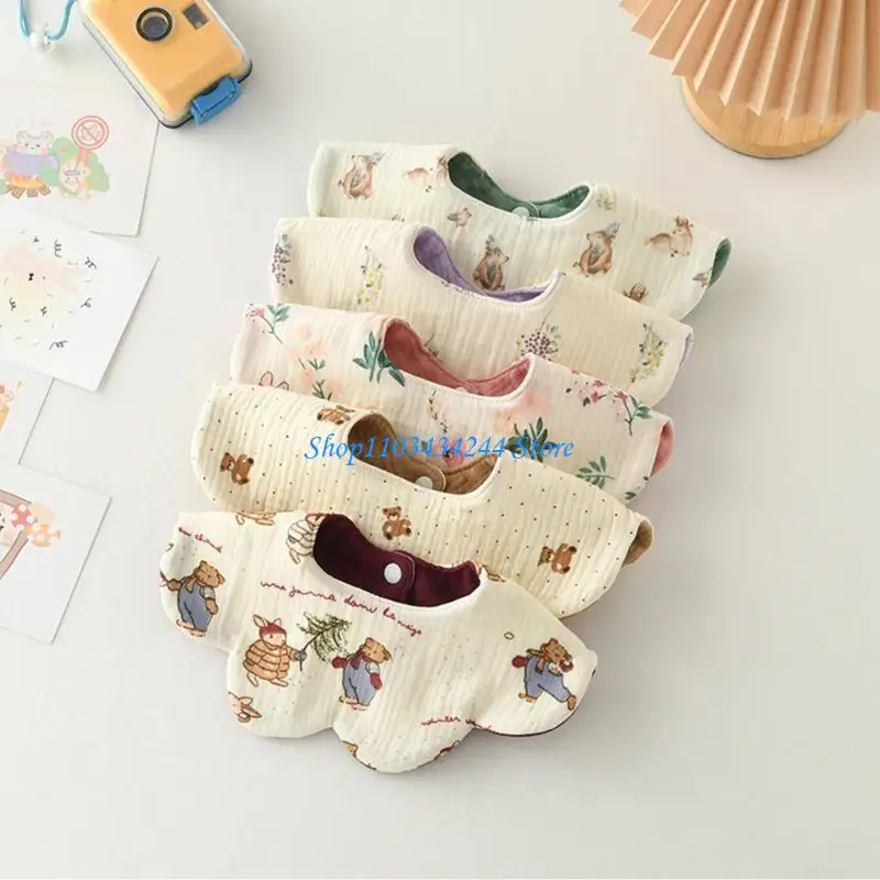Functional Infant Bib Soft Absorbent Saliva Towel with Reversible Cotton Design - Image 4