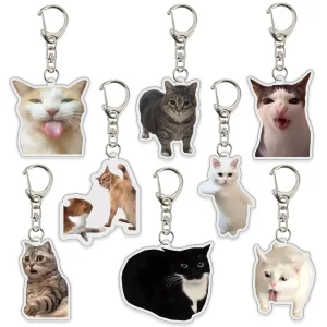 Funny Cat Meme Series Keychain Student Gift Bag Lanyard Women's Bag Pendant Keychain Cute Things Cheap Gift For Best Friends