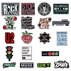 Funny rock and roll Band Enamel Pin Punk Letters Badge Album Collection Jewelry Gift For Music Fans