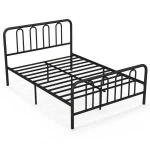 GOFLAME Double Size Metal Bed Frame Platform Bed with Headboard