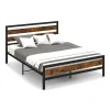 GOFLAME King Size Bed Frame Industrial Metal Platform Bed with Headboard and Footboard
