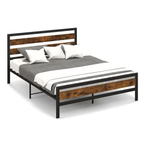 GOFLAME King Size Bed Frame Industrial Metal Platform Bed with Headboard and Footboard
