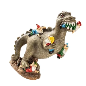 Garden Dinosaur Statues Handicraft Dinosaur Eating Gnomes Statues Weatherproof Creative Funny Cute Christmas Party Decor