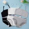 Girl's Developmental Vest Underwear Cotton Soft Underwear Underpants Set Solid Color Vest Simple Comfortable and Breathable