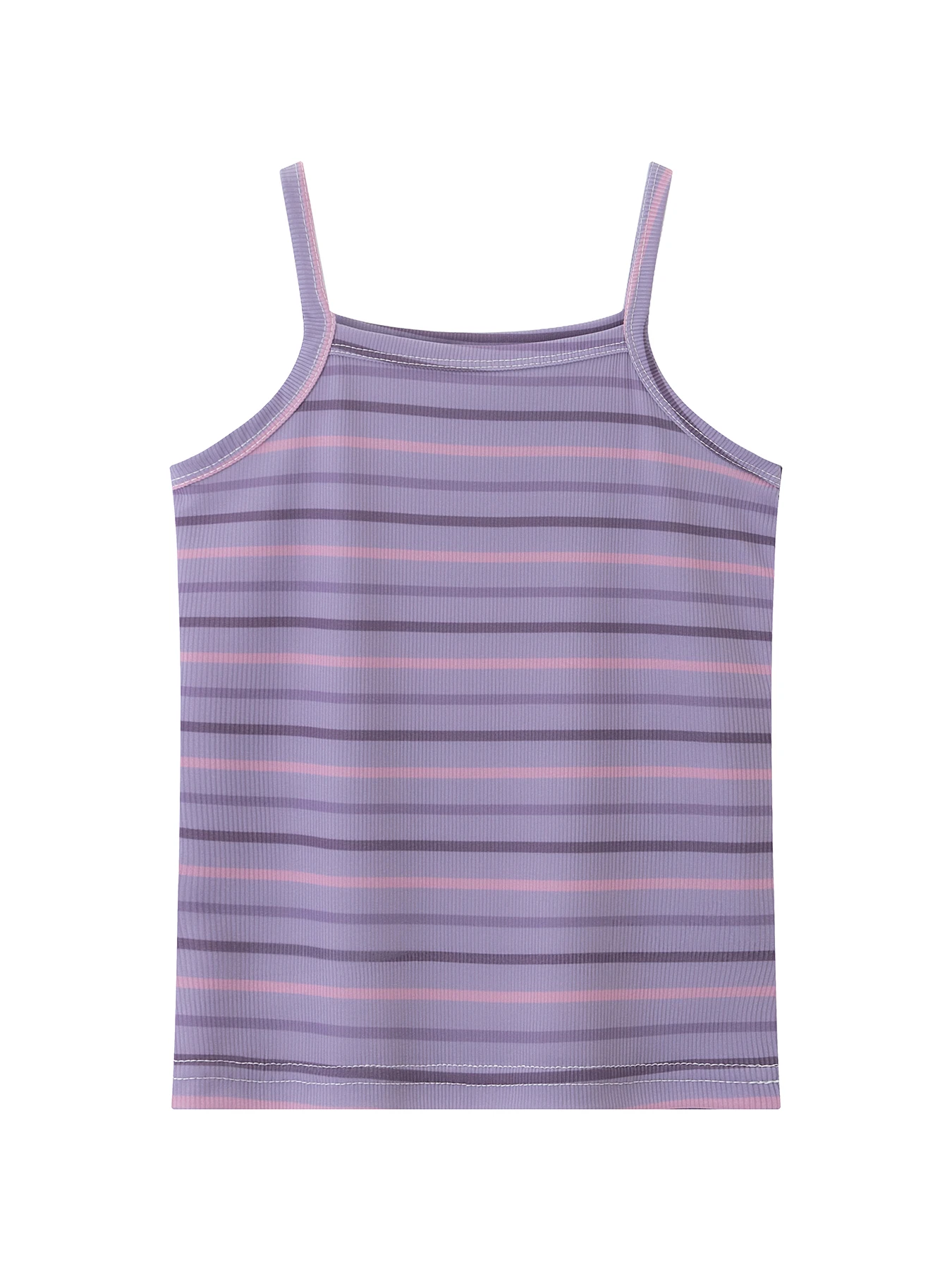 Girls' Four Seasons Multi Color Striped Strap Top Comfortable Casual Bottom Top Children's Sports Fashion Sleeveless T-shirt - Image 4