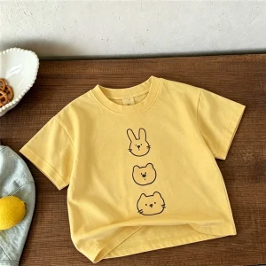 Girls Summer Clothes Short-sleeved Tops 1-7Years Old Child New Design Tees Loose Casual Tees For Baby Cotton Thin Cute T Shirt