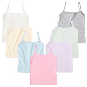 Girls Tank Tops Long Solid Children Developmental Stage Underwear Comfortable and Breathable Camisole Vest for Girls