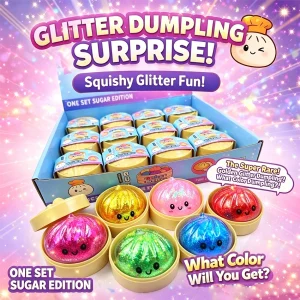 Glitter Dumpling Squishy ULTRA RARE Gold Glitter Hidden Edition Dumplings Sensory Steamer Soft TPR Dough Ball for Stress Relief