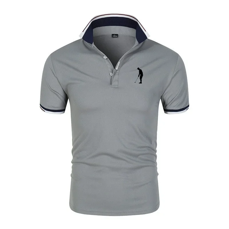 Golf T-shirt for Men Lapel Short Sleeve Breathable POLO Shirt Button Summer Pullovers Fashion Trend T-Shirt Man Streetwear Tops - Image 4