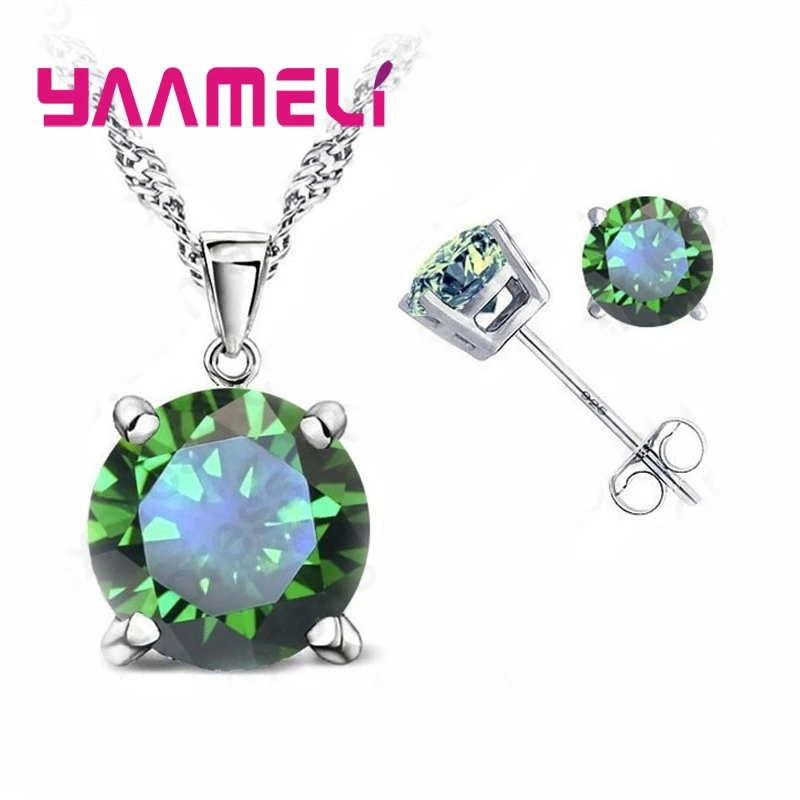 Good Quality 925 Sterling Silver Jewelry Sets for Woman Classic Claw Setting Cubic Zirconia Stud Earring Pendant Necklace - Image 4