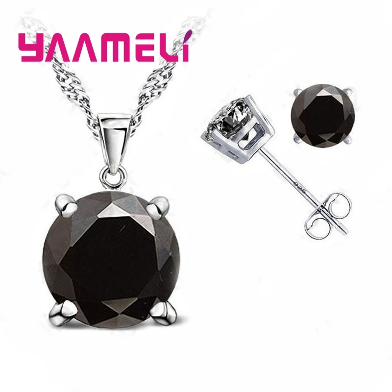 Good Quality 925 Sterling Silver Jewelry Sets for Woman Classic Claw Setting Cubic Zirconia Stud Earring Pendant Necklace - Image 5