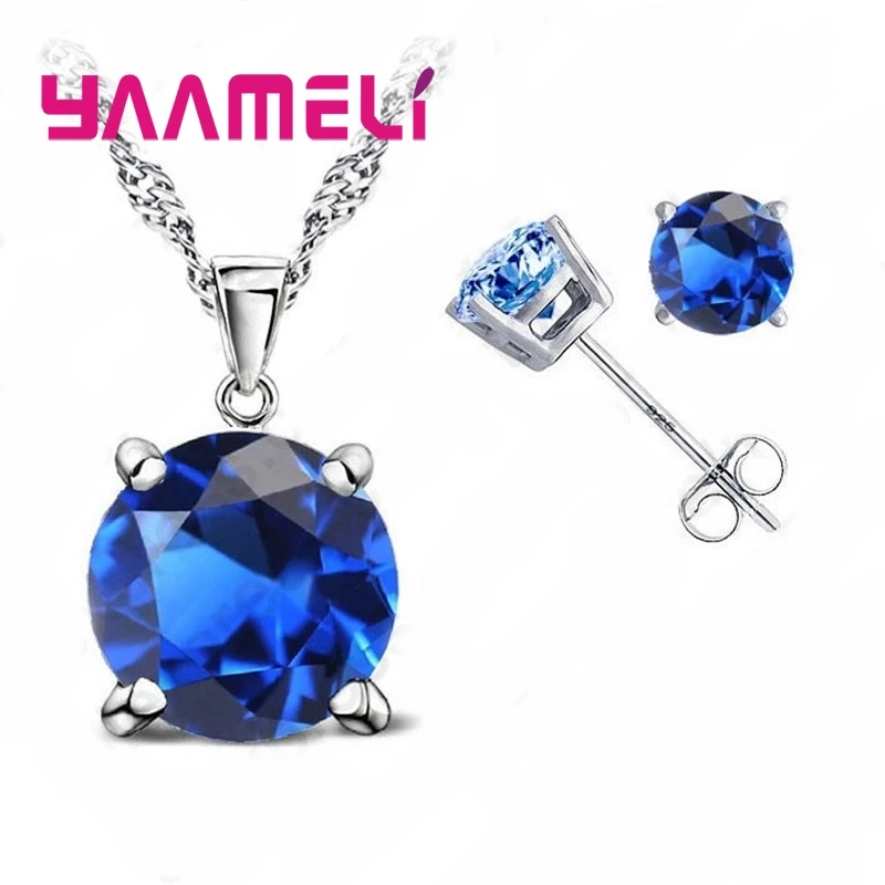 Good Quality 925 Sterling Silver Jewelry Sets for Woman Classic Claw Setting Cubic Zirconia Stud Earring Pendant Necklace - Image 6