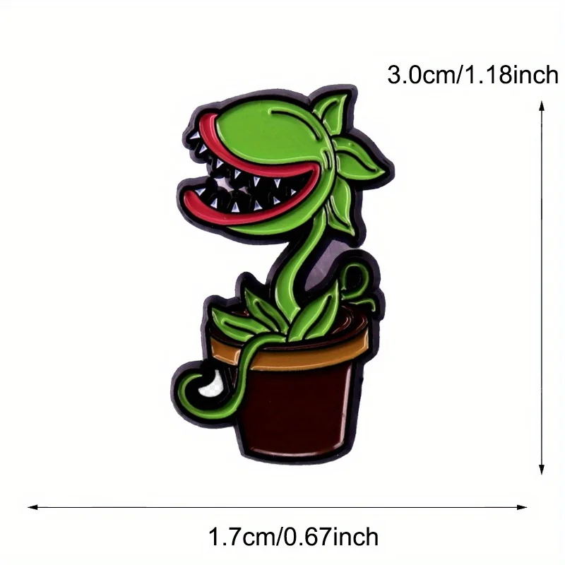 Green Cannibal Flower Brooch Funny Plant Badge Accessory - Image 4