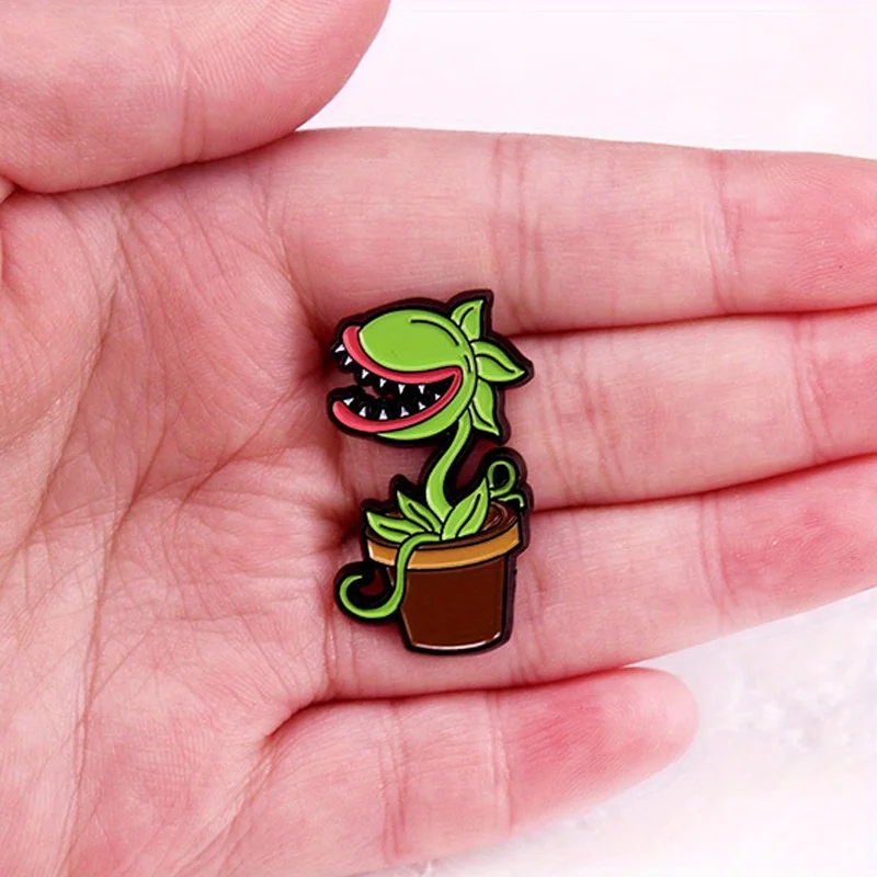 Green Cannibal Flower Brooch Funny Plant Badge Accessory - Image 3