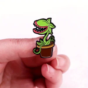 Green Cannibal Flower Brooch Funny Plant Badge Accessory