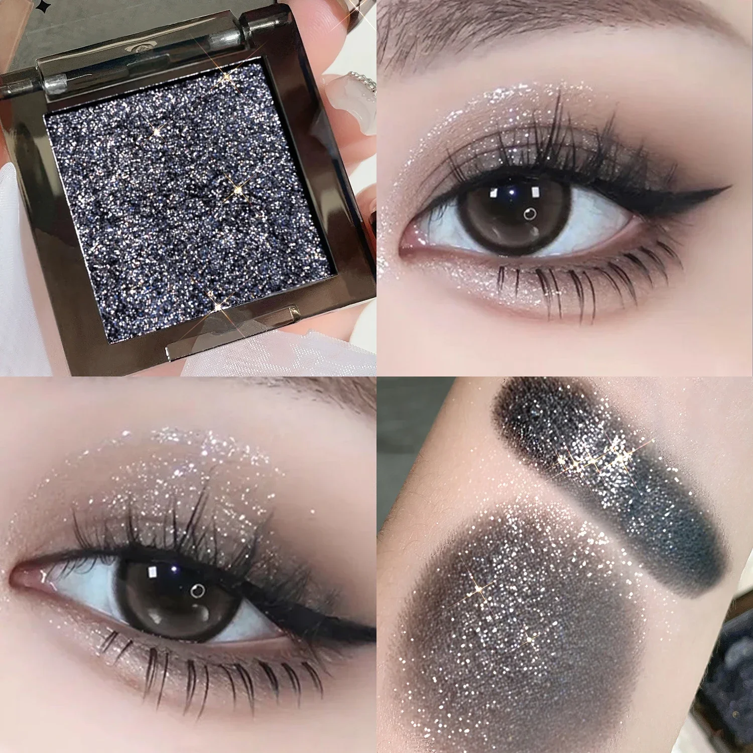 HISYI Eyeshadow palette smoky monochrome eyeshadow gray black matte dopamine color makeup - Image 3