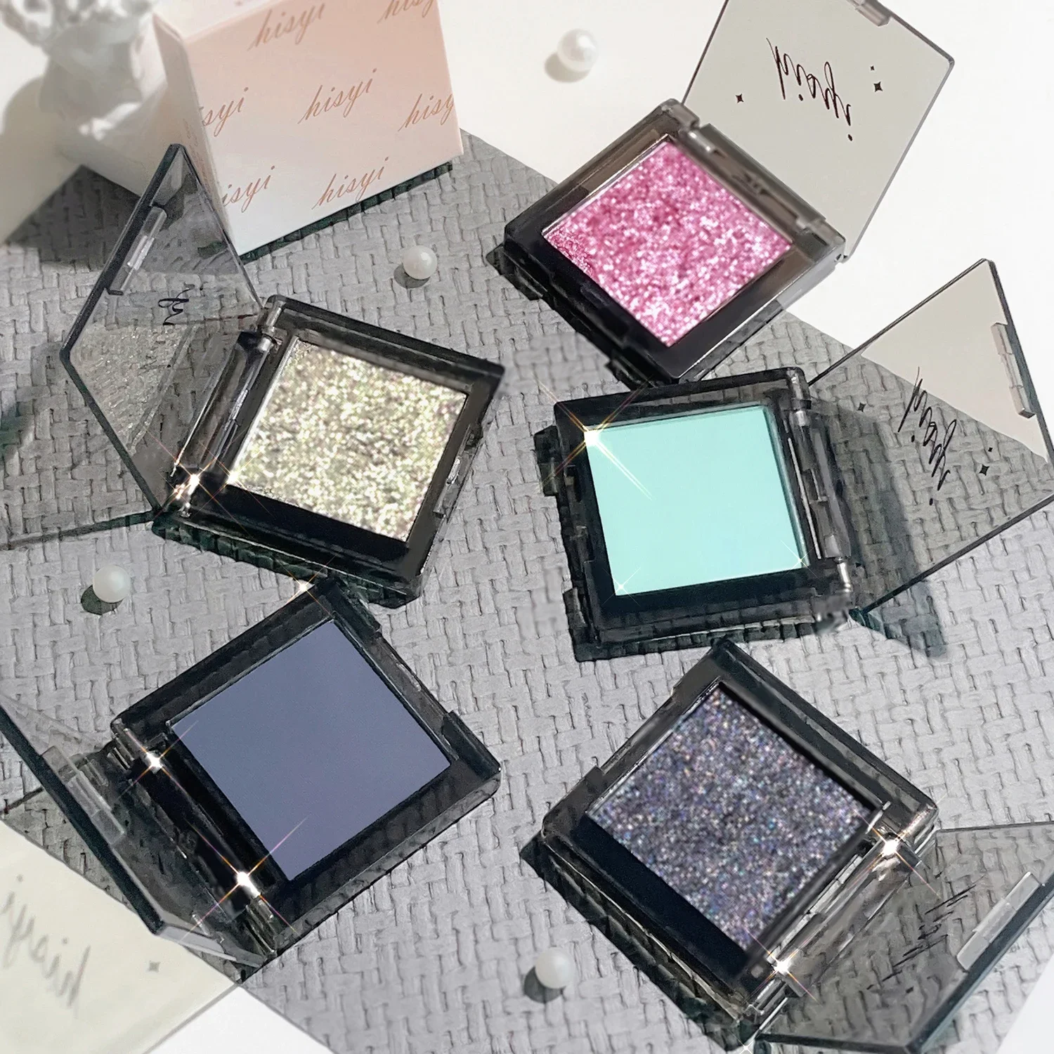 HISYI Eyeshadow palette smoky monochrome eyeshadow gray black matte dopamine color makeup - Image 5