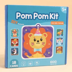 Handmade Material Children's Sticker Book Hairball Educational Animal Pompom Art Kit Early Learning Montessori Pompom Crafts