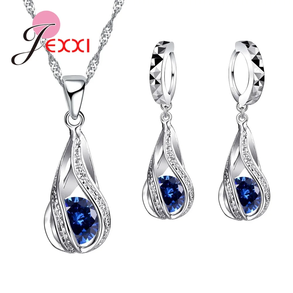 High Quality Austrian CZ Crystal Necklace and Earrings 925 Sterling Silver Jewelry Sets for Women Wedding Accessories - Image 2