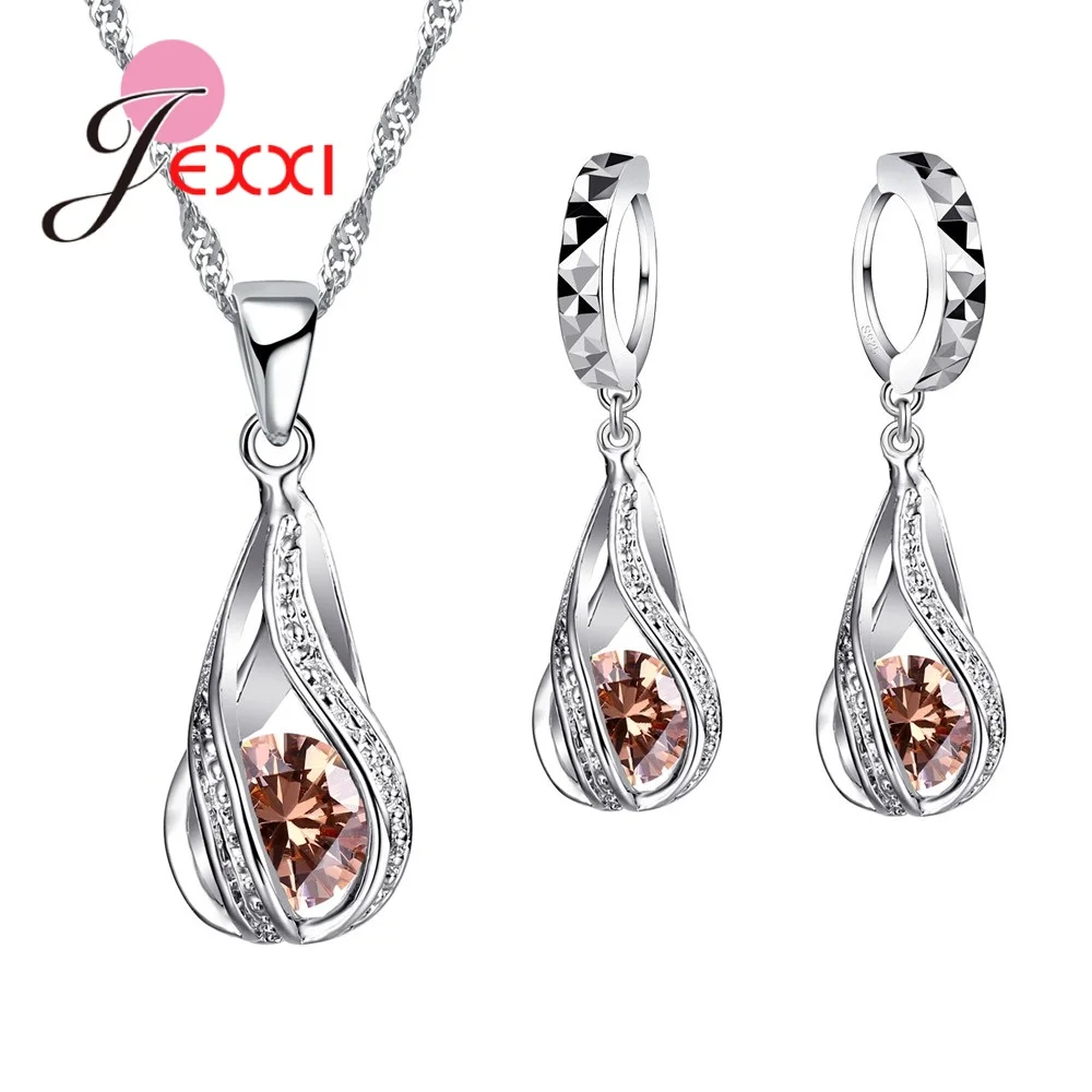 High Quality Austrian CZ Crystal Necklace and Earrings 925 Sterling Silver Jewelry Sets for Women Wedding Accessories - Image 3