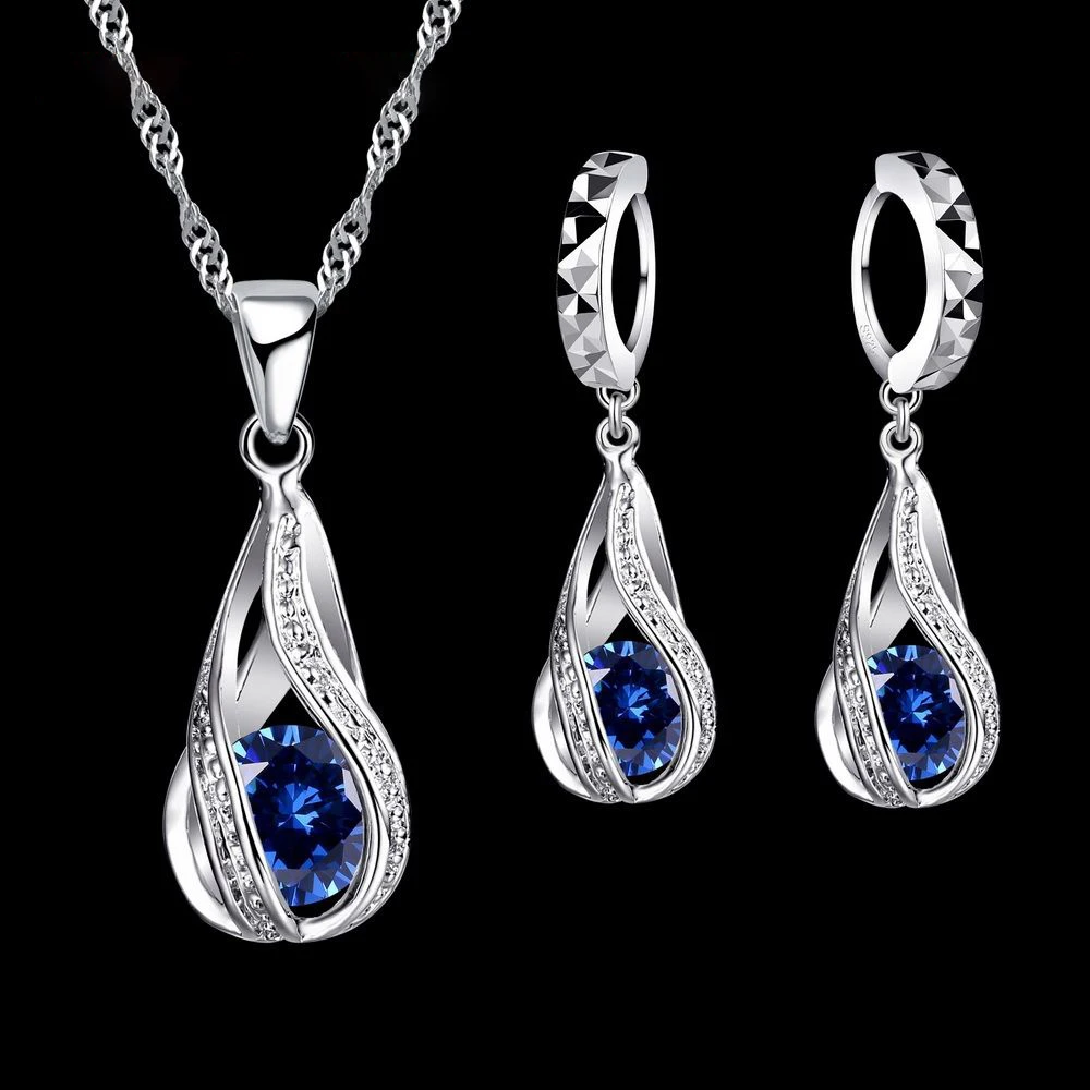 High Quality Austrian CZ Crystal Necklace and Earrings 925 Sterling Silver Jewelry Sets for Women Wedding Accessories - Image 5