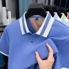 High quality fashionable summer new men's lapel polo short sleeved casual simple skin friendly breathable trendy top