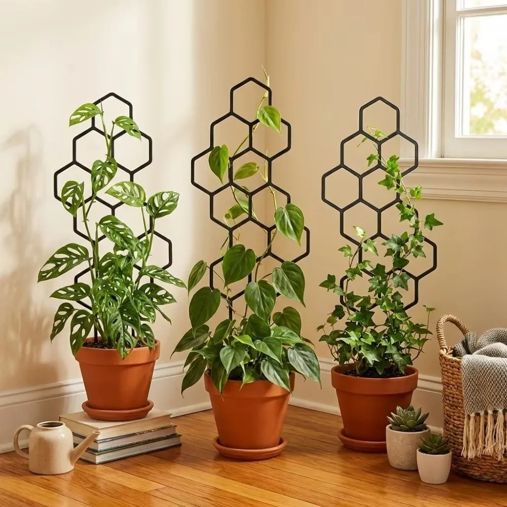 Honeycomb Design Plant Trellis Plastic Support for Potted Vines Garden Climbing Frame Rustproof Flowers Trellis Indoor Outdoor