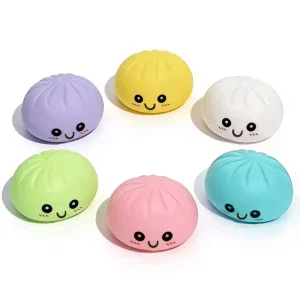 Hot Colorful Squeeze Bubble Bun Toy with Steamer, Stress Relief Squishy Emotion Bun, Funny Fidget Toy for & Adults AnxietyRelief