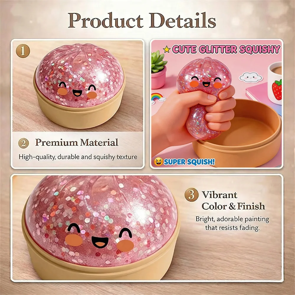 Hot Cute Dumpling Squishy Toy Steamed Stuffed Bun Squeeze Decompression Slow Rising Anti Stress Reliever Soft Kids Sensory Gift - Image 3