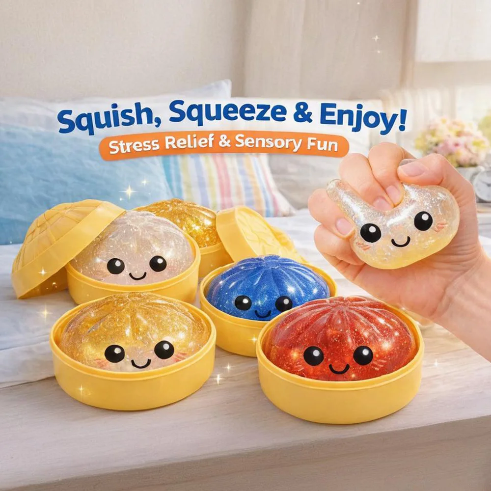 Hot Cute Dumpling Squishy Toy Steamed Stuffed Bun Squeeze Decompression Slow Rising Anti Stress Reliever Soft Kids Sensory Gift - Image 6