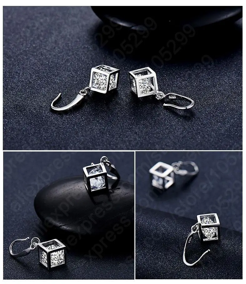 Hot Sale Big Promotion 925 Sterling Silver Jewelry Set Wedding Accessories Shiny Crystal Pendant Necklace Earrings - Image 5