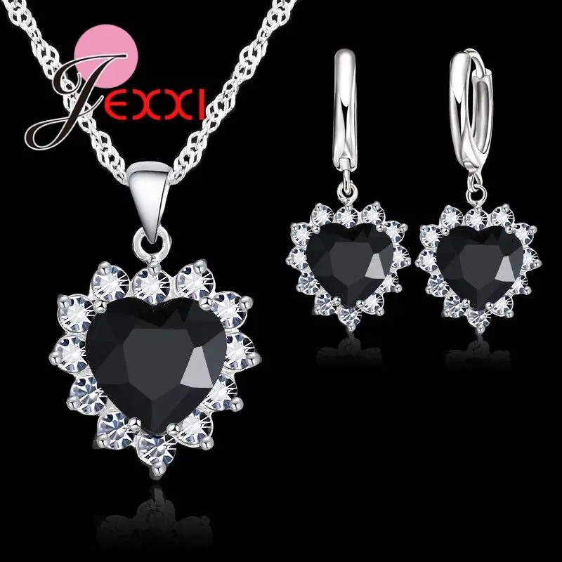 Hot Selling Kit Heart Shaped Multicolor Available Pendant Necklace With Earring Jewelry Set 925 Sterling Silver Earrings - Image 6