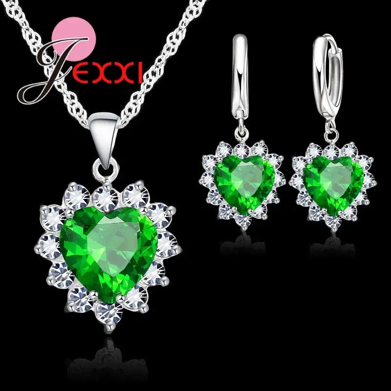 Hot Selling Kit Heart Shaped Multicolor Available Pendant Necklace With Earring Jewelry Set 925 Sterling Silver Earrings - Image 5