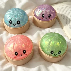 Hot sale Sparkling beads Squishy Bun Stress Relief Toy Creative Soft Rubber Squeeze Toy Soft Texture Anxiety Relief Perfect Gift
