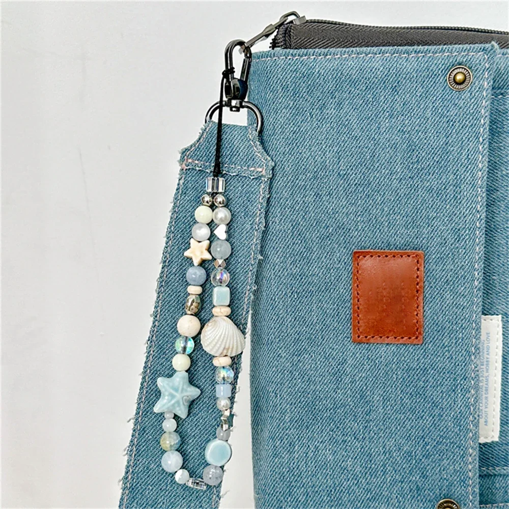 INS Star Seashell Beaded Cute Charm Chain Phone Lanyard Keychain Woman Girl Bag Pendant for Mobile Phone Pendant, Key Pendant - Image 2