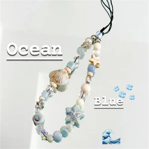 INS Star Seashell Beaded Cute Charm Chain Phone Lanyard Keychain Woman Girl Bag Pendant for Mobile Phone Pendant, Key Pendant