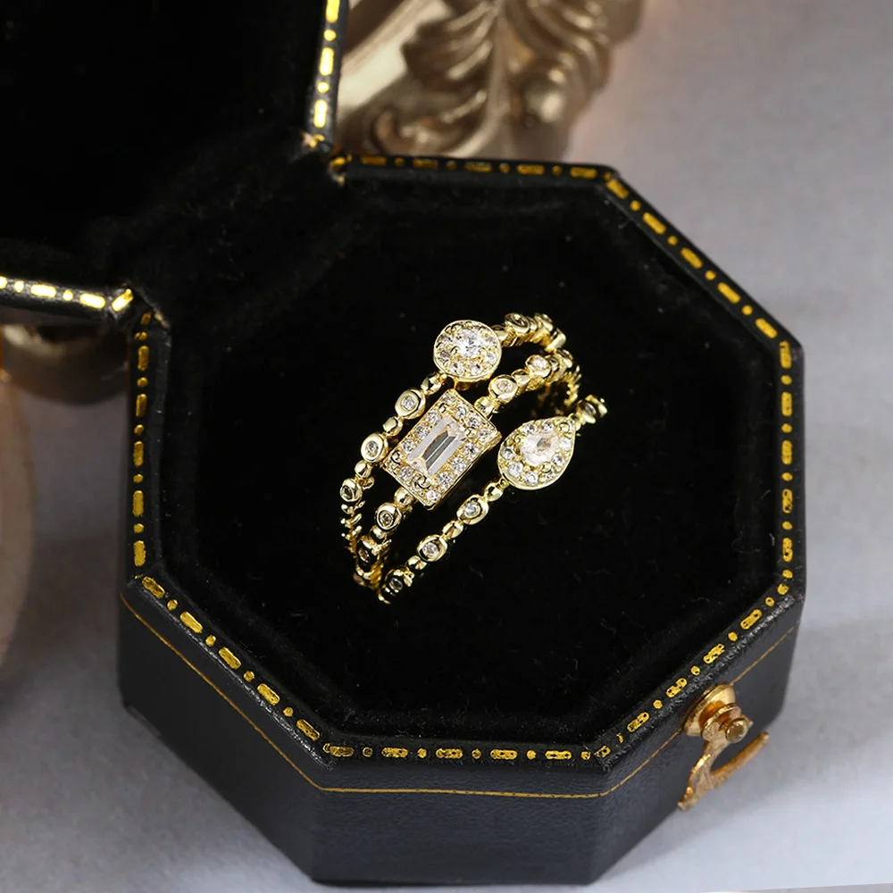 INS Style Gold Color Noble Trend Rings For Women Entry Lux Zircon Midi Finger Dainty Rings For Girl Anniversary Jewelry KAR229 - Image 4