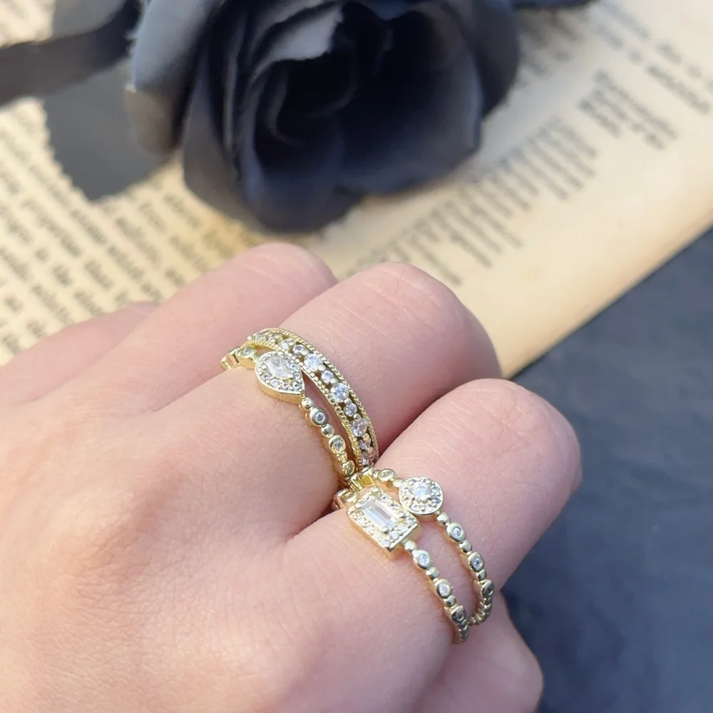 INS Style Gold Color Noble Trend Rings For Women Entry Lux Zircon Midi Finger Dainty Rings For Girl Anniversary Jewelry KAR229 - Image 5