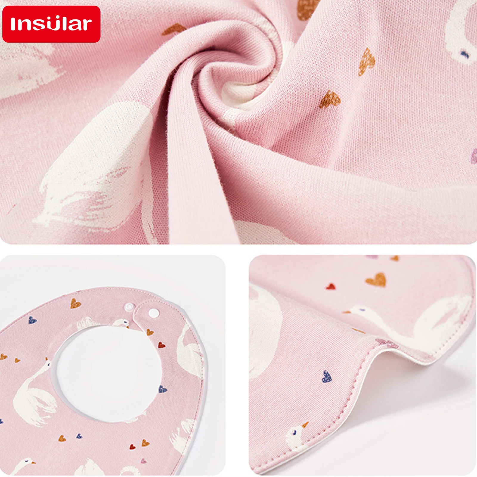 INSULAR 3 Layers Baby Bibs Burp Cloths Bibs Soft Cotton Adjustable Bib U Shape Newborn Feeding Bibs Infants Saliva Towe Rice bag - Image 2
