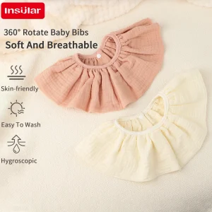 INSULAR Newborn Burp Cloths,4 Layer 100% Cotton Gauze Baby Bibs,360 Degree BreathableAbsorbent Skin-friendly Towel for0-1YInfant